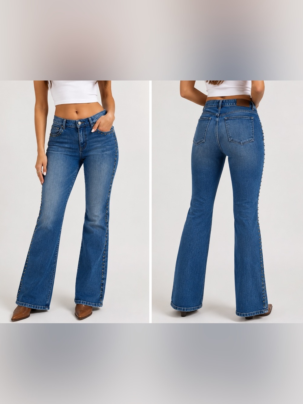 Lauren Jeans Co Studded Bootcut Jeans Womens Size 12 Blue Denim Y2K